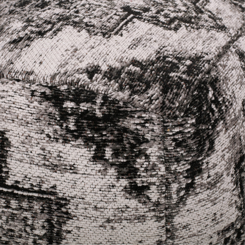 Pouf carré Sellek, noir et beige
