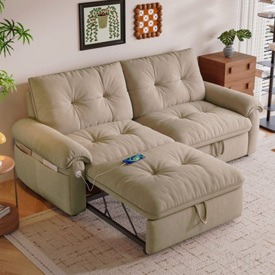 77-Inch Convertible Sofa Bed, And A 2-In-1 Piece Suitable For Both Sitting And Lying. Made Of Cloud-Like Fabric, It Is Applicable To Living Rooms, Bedrooms And Apart