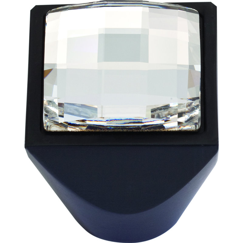 Crystal 1" Length Square Knob, Matte Black
