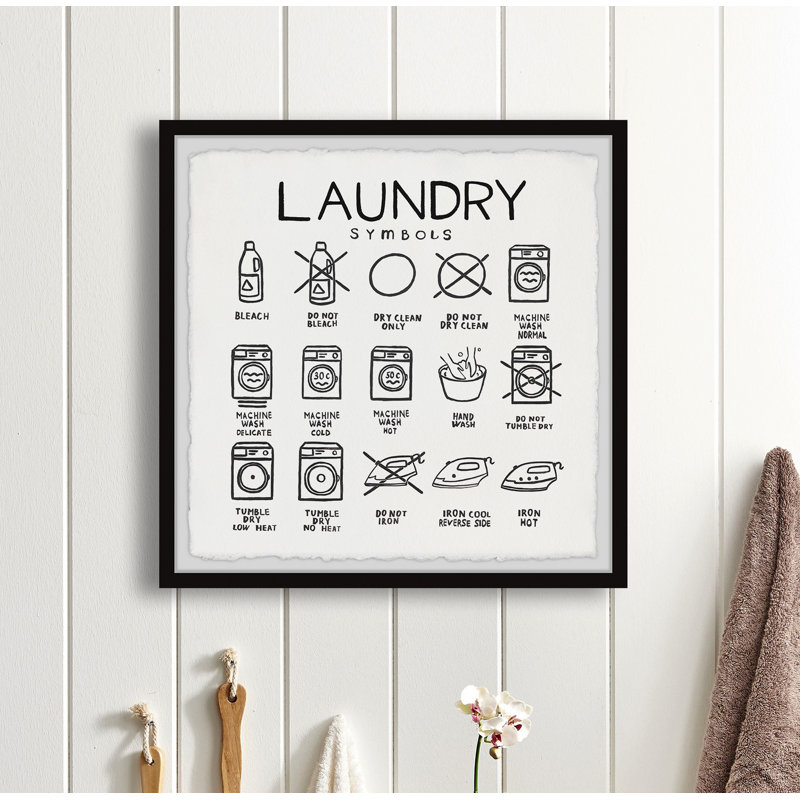 Laundry Signs - Single Picture Frame Print, 30cm H x 30cm W x 3.81cm D