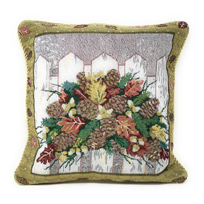 Embroidered Cotton Blend Throw Pillow