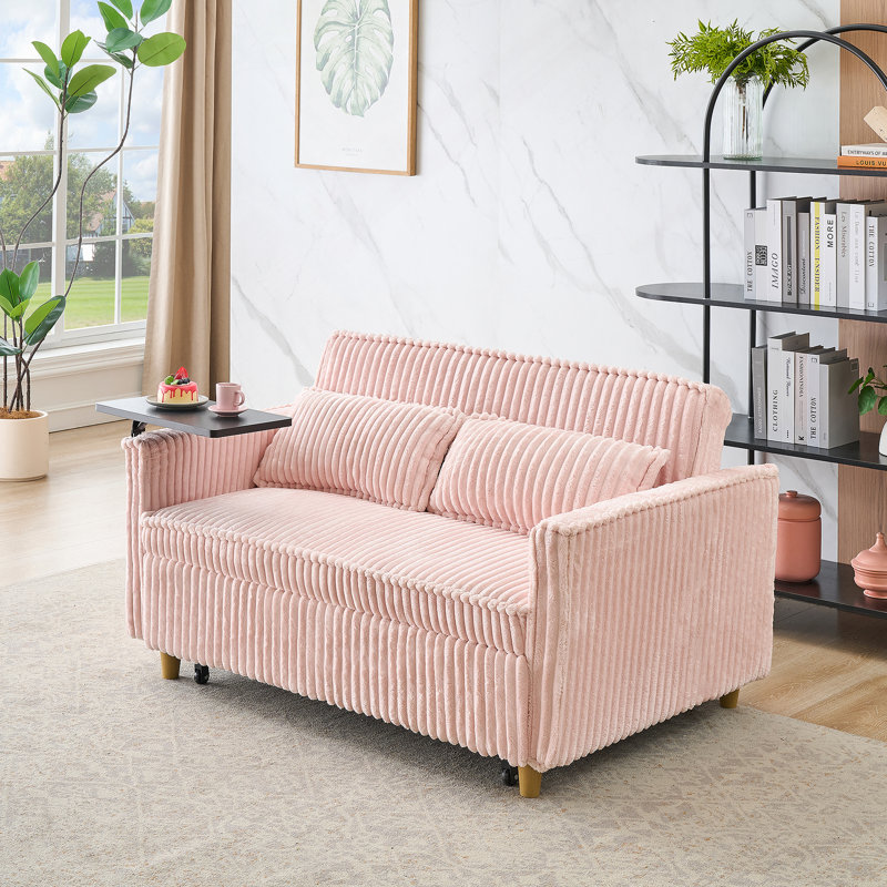 Canapé multifonctionnel avec plateau amovible et ports USB pour salon et chambre à coucher, Rose