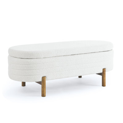 Ottoman Oval Storage Bench,Rubber Wood Leg(46."x17.7"x10.8")