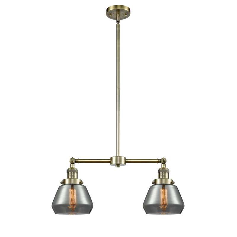 Chill 2 - Light Kitchen Island Pendant, Antique Brass, 6 Watt Vinage LED Bulb, Smoked