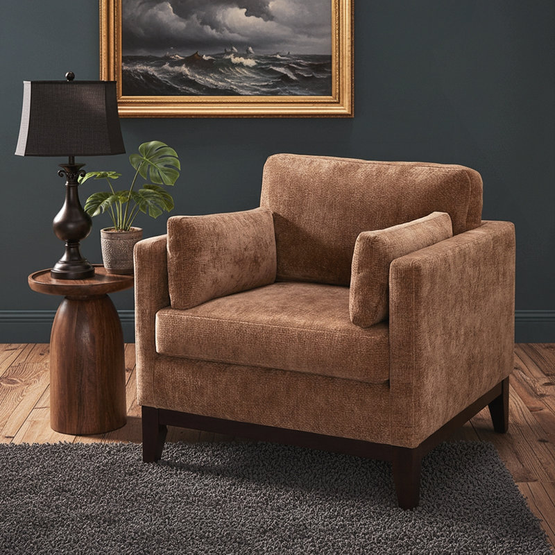 Chaise avec accoudoirs Chios, Brun