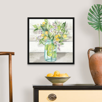 «Watercolor Lemons in Mason Jar on Shiplap» par Tre Sorelle Studios - reproduction d'art sur toile