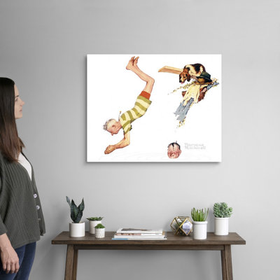 Deux vieux hommes et chien: toile de nage, art mural