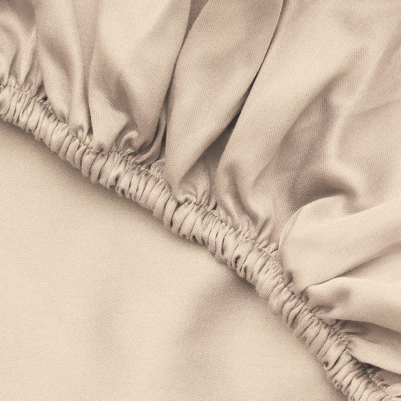 Luxurious 100% Cotton Satin Queen Fitted Sheet, Beige, 59 x 79 + 11.8 Deep Pocket | 210 Thread Count, Soft & Durable | Machine Washable, Perfect for a Comfortable Night's Sleep