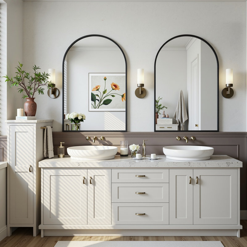 Ensemble de 2 miroirs de salle de bain faciles à installer, 38 po x 26 po