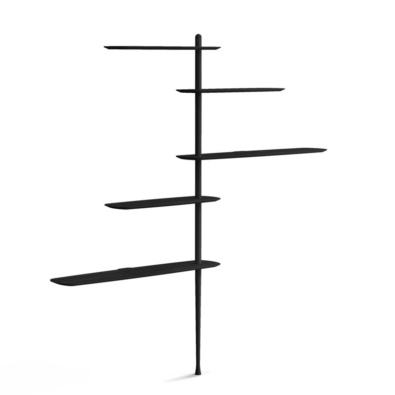 Unica 85.83 " W Solid Wood Shelving Unit, Black
