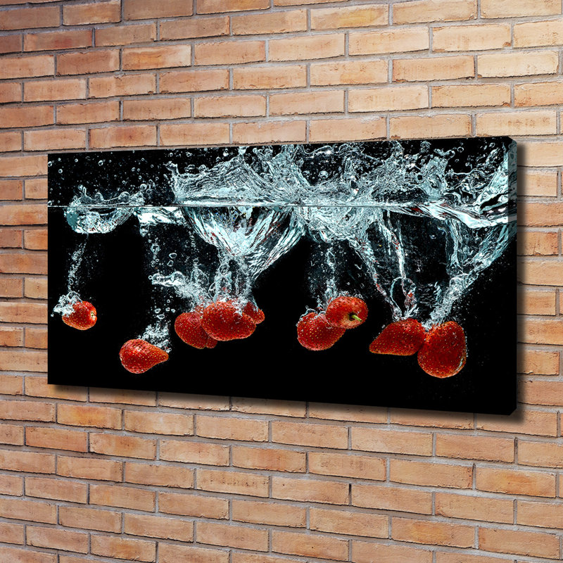 Strawberries Under Water - Wrapped Canvas Print