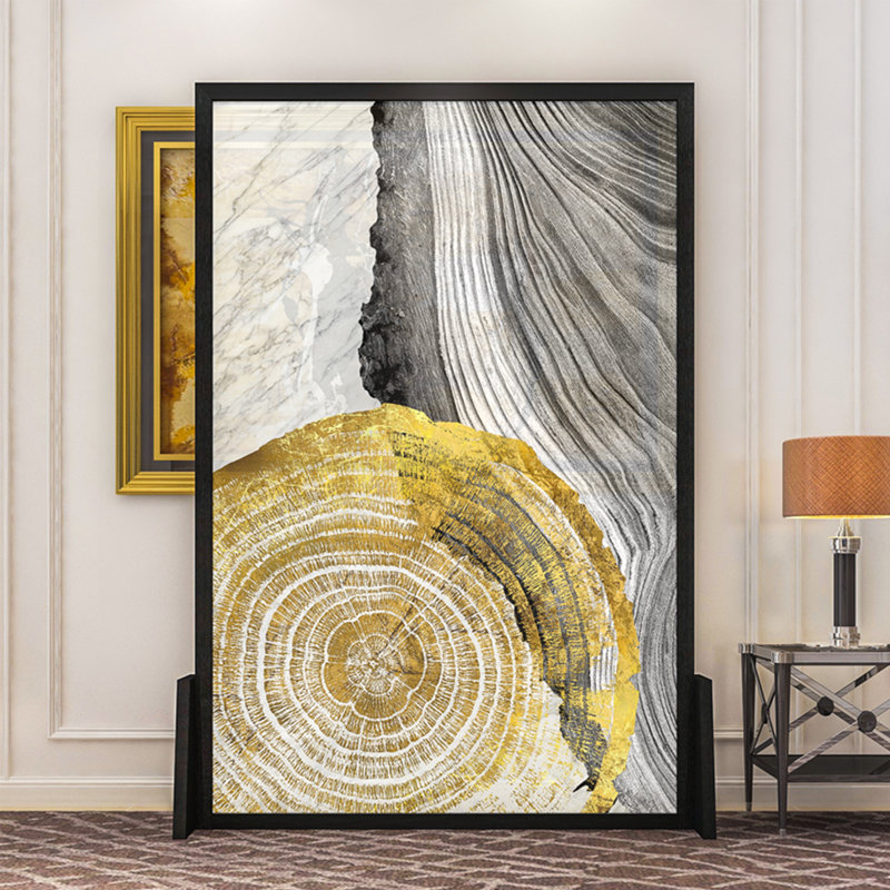 Paravent abstrait en bois, H 70,87 po x l 39,37 po x P 1,18 po