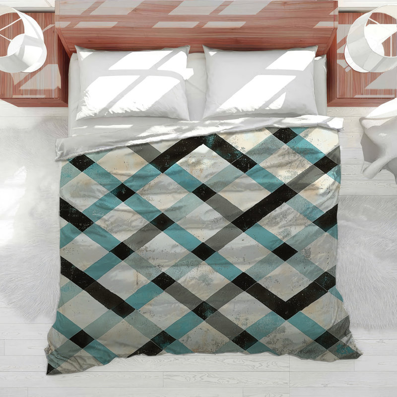Checkered Pattern Bedding Abstract Comforter Industrial, Twin XL Comforter
