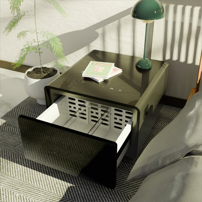 Table d'appoint moderne et intelligente avec réfrigérateur intégré, charge sans fil, contrôle de la température