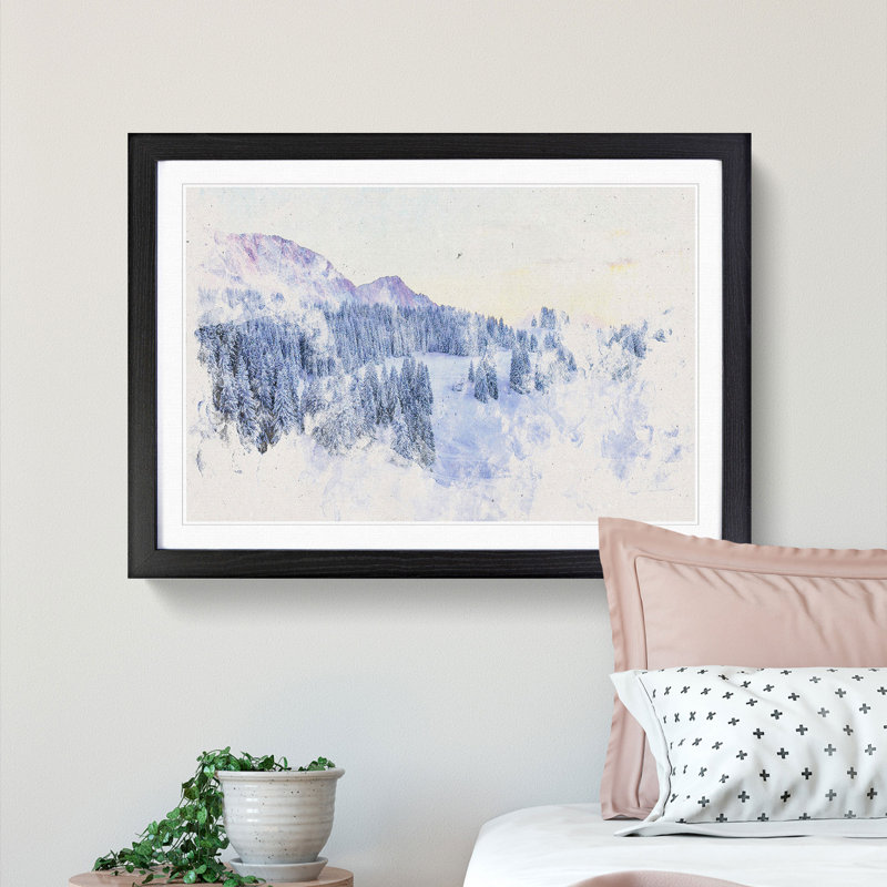 Mountain & Forest at Winter - Framed Print, Black Framed, 27cm H x 36cm W x 2cm D