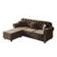 4 velours brun de style Mid-Century moderne, garniture cloutée, bouton, enroulé et cadre pour un confort à long terme