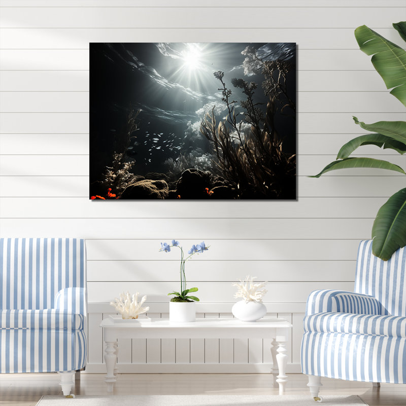 Paradis sous-marin - impressions sur toile, plage et océan, Toile tendue, H 34 po x l 44 po x P 1,5 po