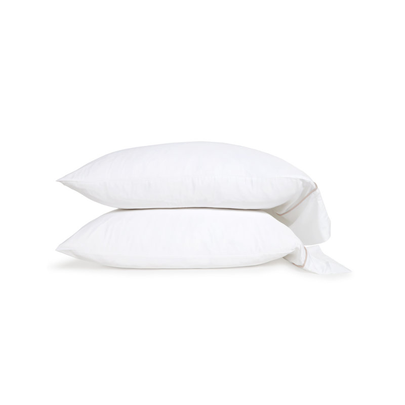 Ensemble de 2 taies d'oreiller en rayonne Sheena, Standard, Blanc / Sable
