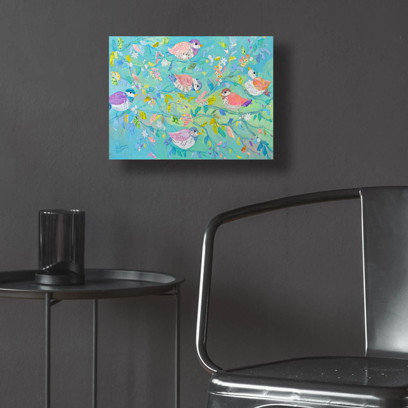 «Birds and Branches 2» par St. Hilaire Elizabeth, art mural en verre acrylique, H 12 po x l 16 po x P 0,13 po