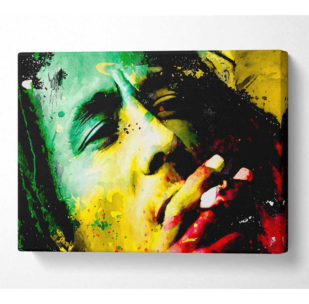 Bob Marley Farben Kunstdruck auf Leinwand