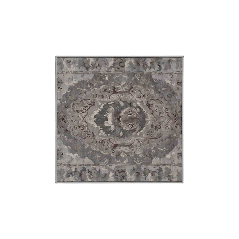 Machine Washable Gray Area Rug, Square 8'