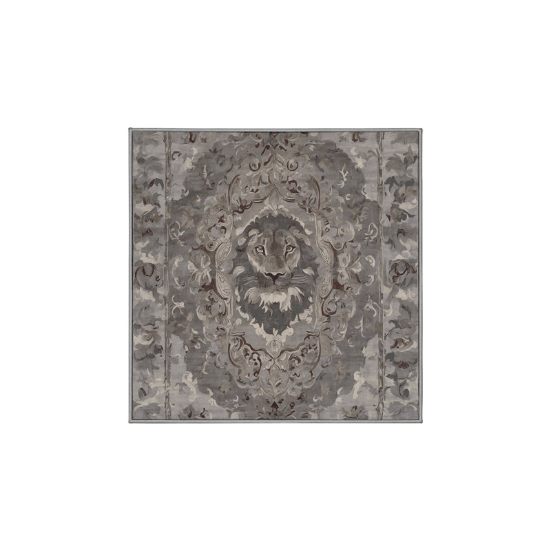 Tapis gris soyeux et moelleux, Carré 7 pi