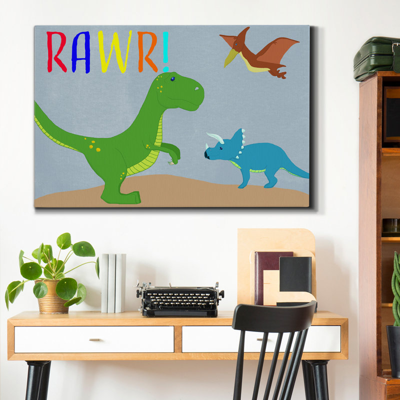 Rawr! - Reproduction d'art textuel sur toile tendue, H 27 po x l 18 po x P 1 po