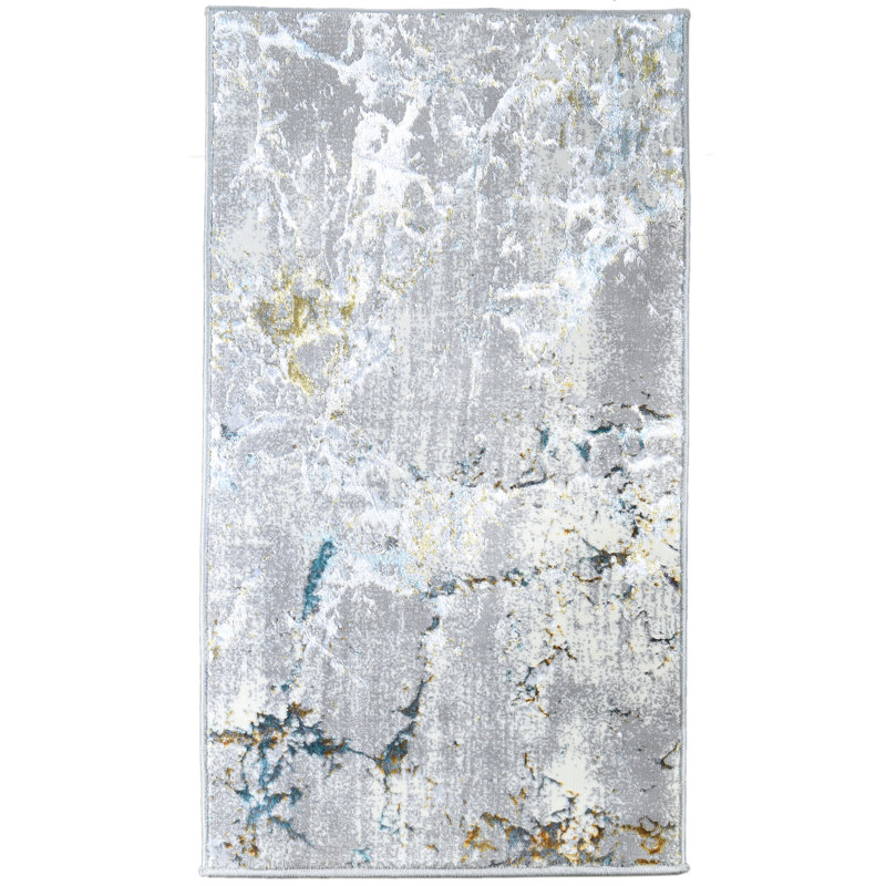 London Collection Gray/Ivory Abstract Area Rug, 2x3