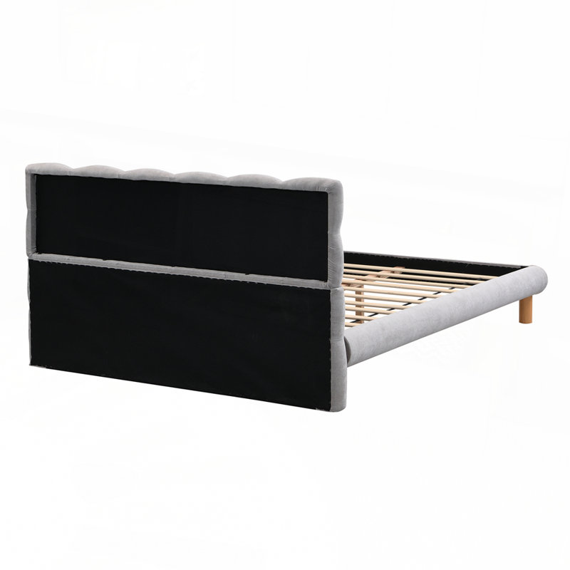 Lit de tête de lit moderne avec tissu en chenille doux et support robuste, Lit double