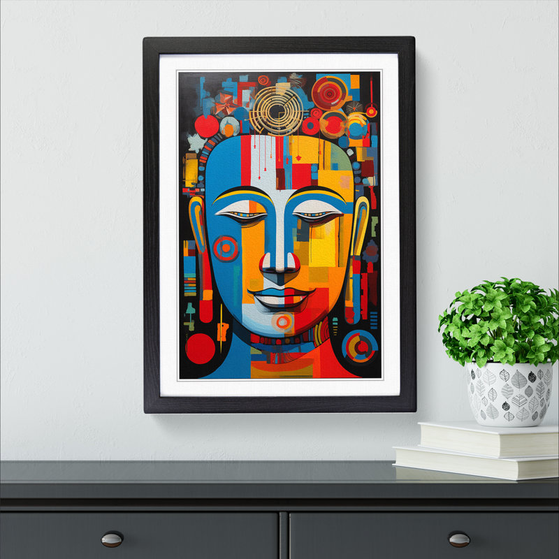Buddha Constructivism No.2 - Framed Print, 34cm H x 25cm W x 2cm D, Black Framed