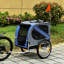 Dog Bicycle Wagon - 3 Entrances, Blue/Grey Pet Weather , 20" Rear Wheels,