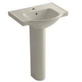 Veer™ Ceramic Pedestal Bathroom Sink with Overflow