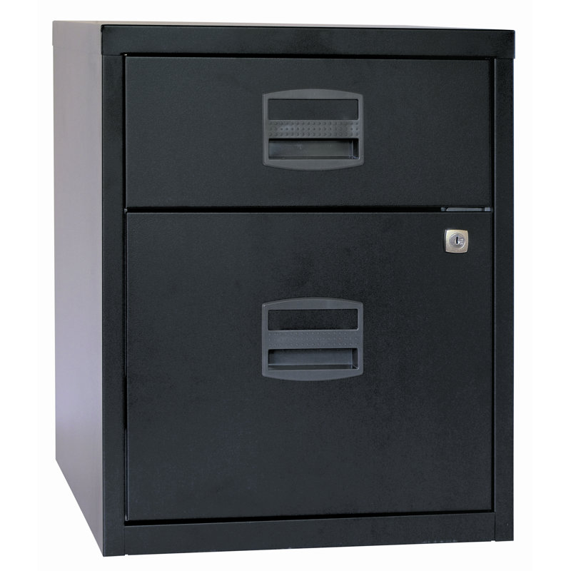 41.3cm Wide 2 -Drawer Mobile Solid Wood File Cabinet, Black