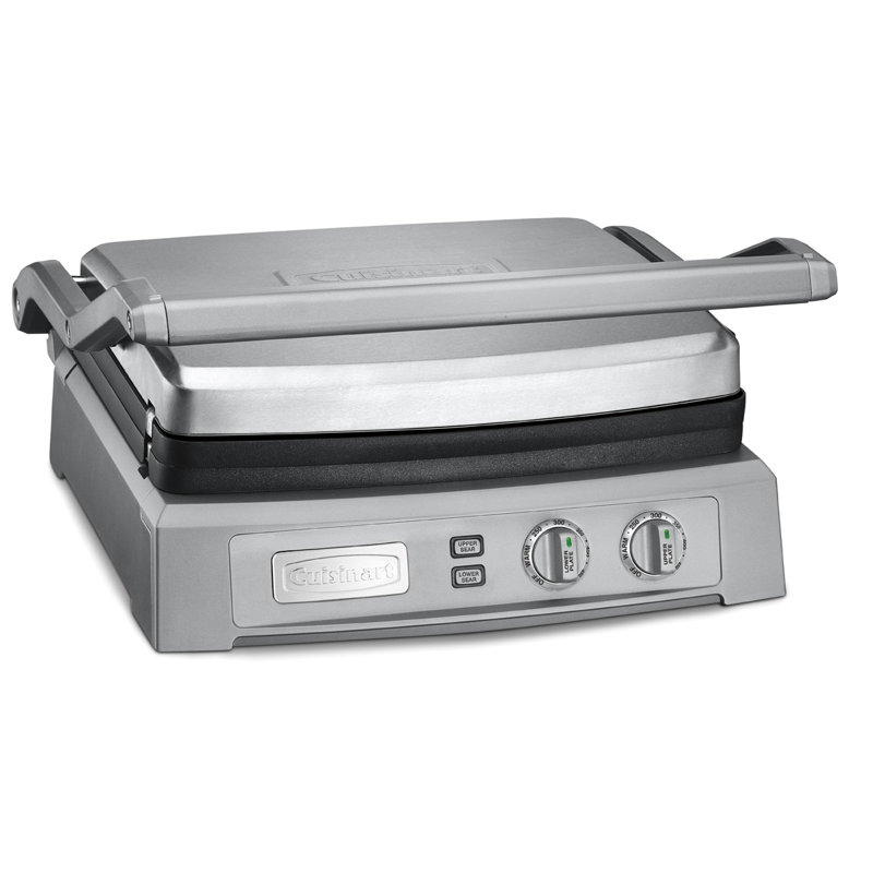 Deluxe Brushed Stainless Steel Electric Griddle with Reversible Plates