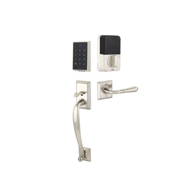 Ensemble de 2 entrées tactiles Emtek EMPowered avec levier Franklin et Turino, sans clé avec Bluetooth (LH)