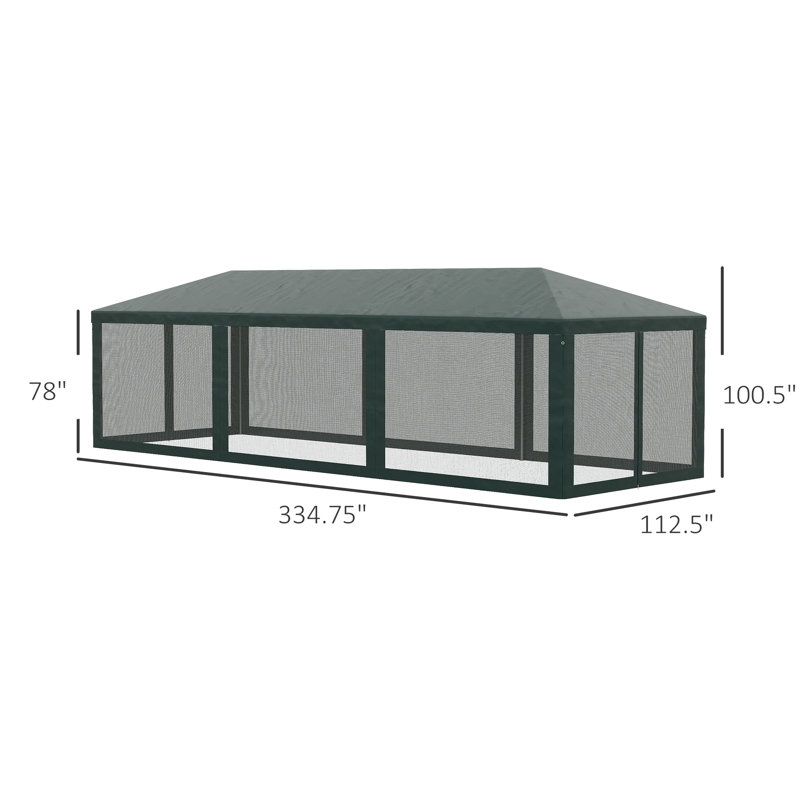 10' X 28' Gazebo Canopy, Outdoor Event Tent With 8 Removable Mesh Sidewalls & Zippered Doors, Steel Construction - Easy Setup Portable Function Party Zipper Entrances, Frame Multi-functional