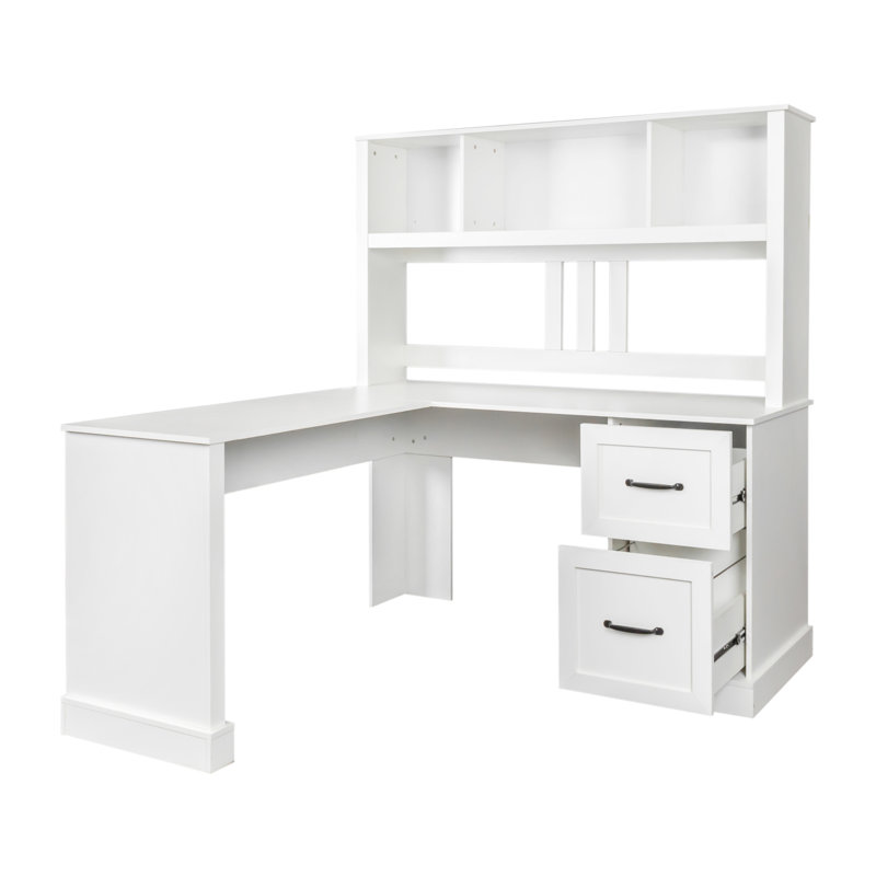 Bureau d'ordinateur à domicile avec huche, Blanc