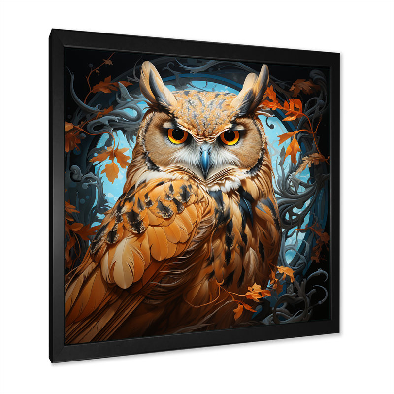 Owl Twilights Mystique, H 24 po x l 24 po x P 1 po, Cadre simple noir