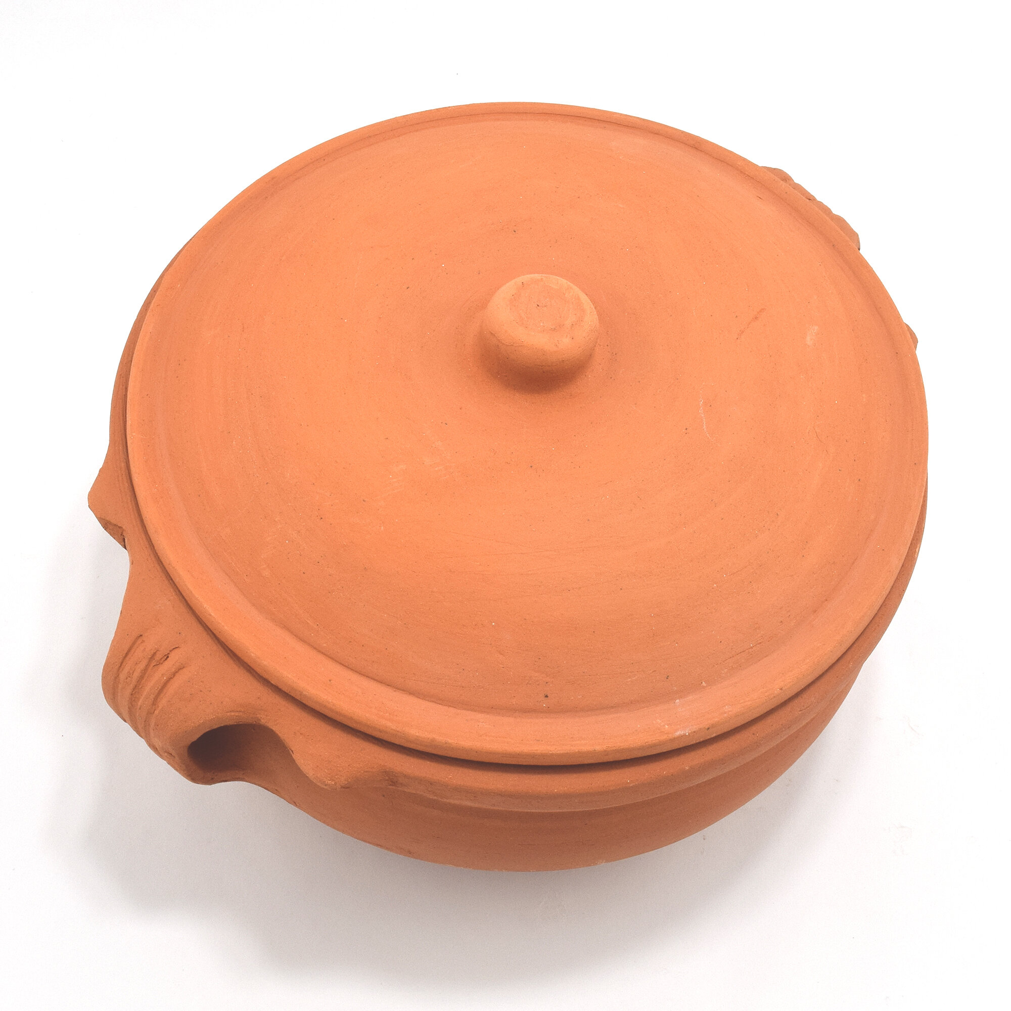 Handmade Ceramic Pot With Handles and Lid Red Clay Dutch Oven Meat