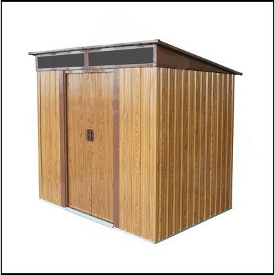 6Ft X 5Ft Outdoor Metal Storage Shed With Lockable Sliding Doors And Transparent Plate For Garden, Lawn