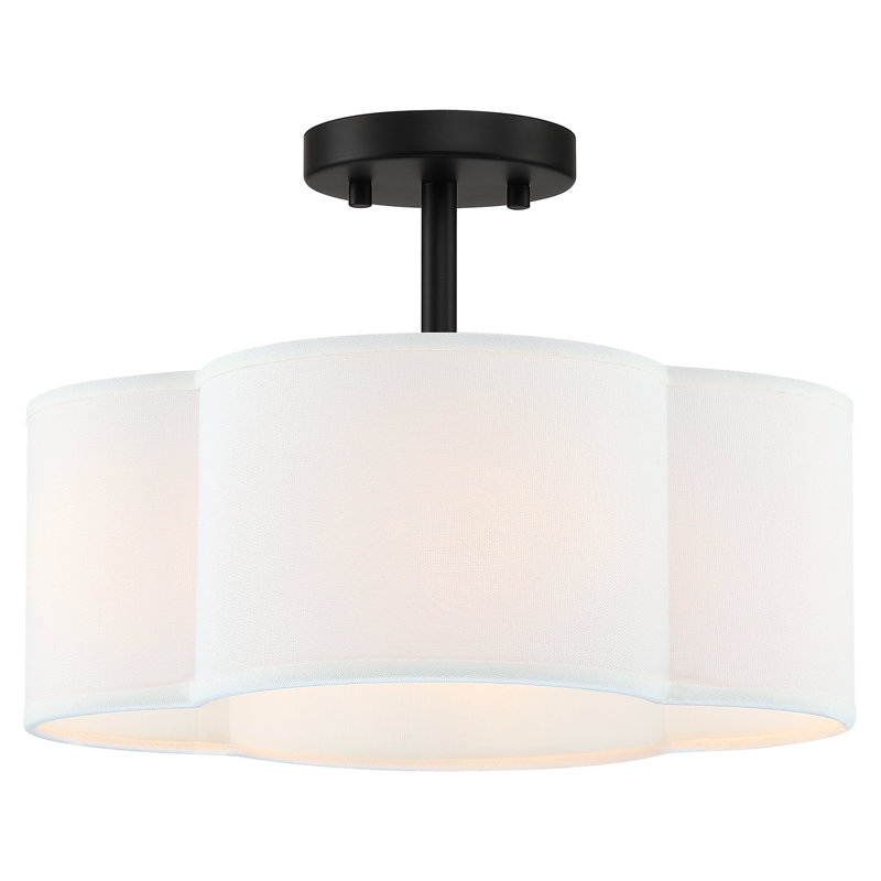Verwood Fabric Semi Flush Mount, Black