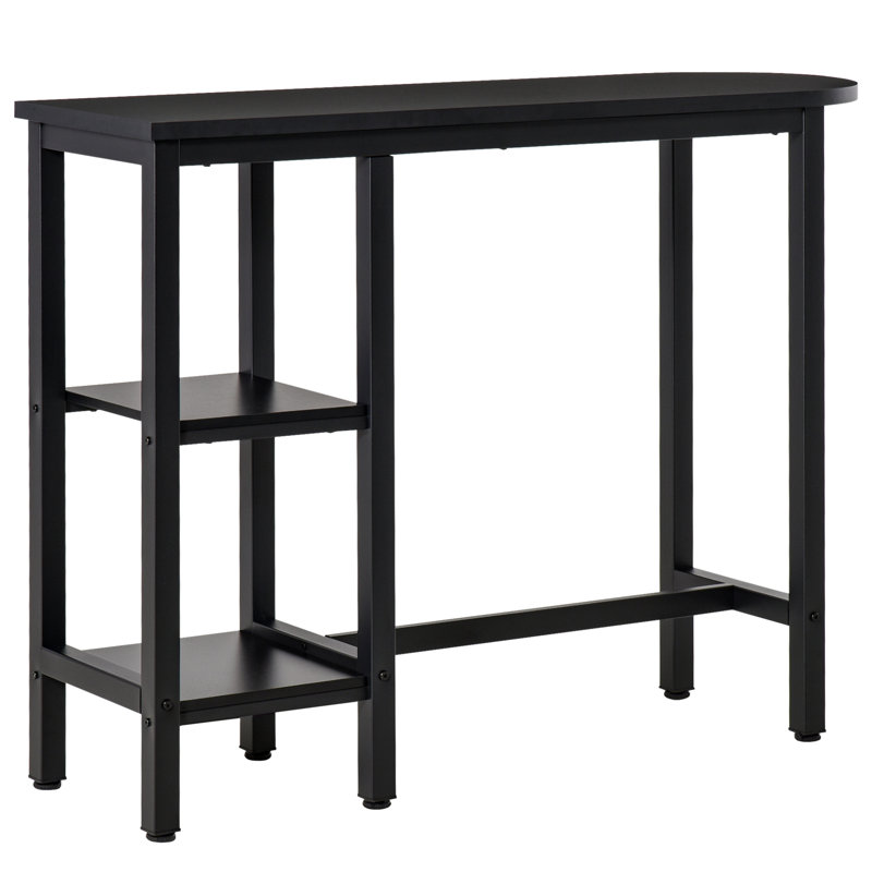 Modern Bar Table Accent Console Serving Buffet with Side Storage Shelf