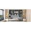 Lit escamotable mural simple avec placard, tiroirs et bureau - gris