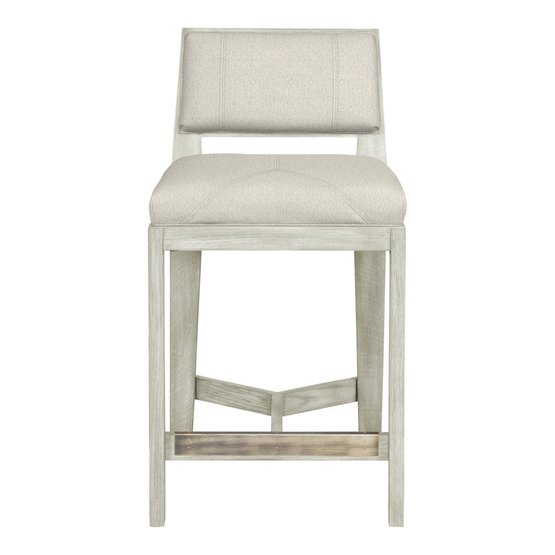 Scoville By Thom Filicia Upholstered Counter Stool with Solid Wood Frame, Wrenn, Chenille Crypton® neige Nomad