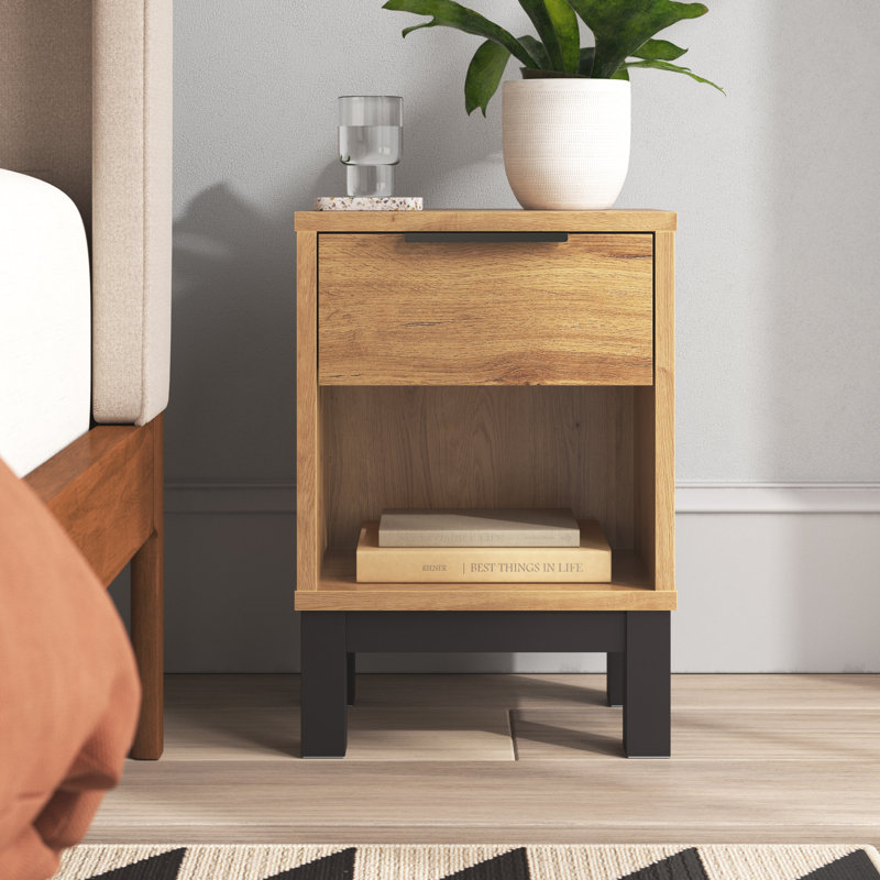 Yonkers 35cm W Manufactured Wood Bedside Table, Oak