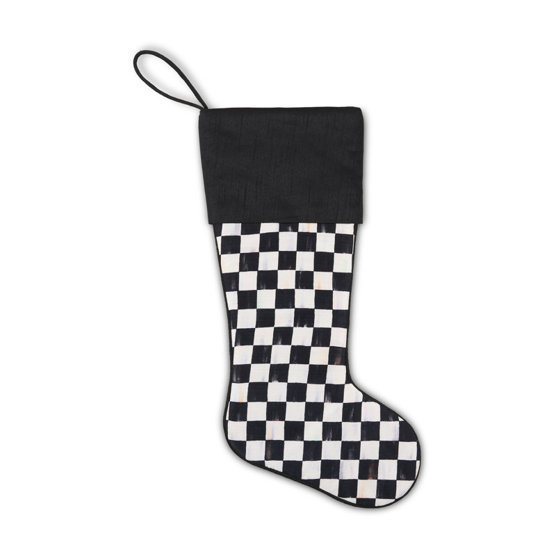 Cherry Check Stocking, White/Black