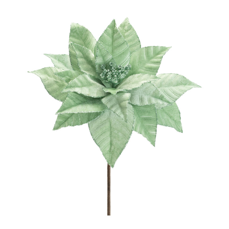 Tige de fleur de poinsettia scintillante, Vert, H 25,5 po x l 13 po x P 7 po
