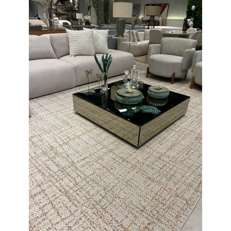 Sharm Rectangle Area Rug in Off White/ Orange, Rectangle 8' x 10'