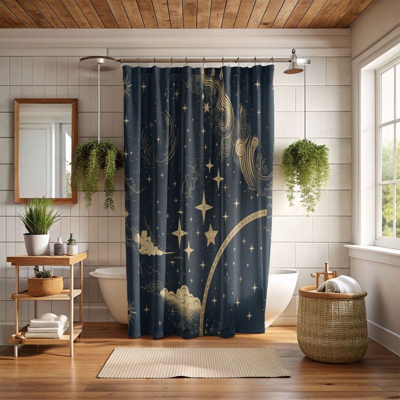 Greydon Abstract Shower Curtain, 74"H x 71"W
