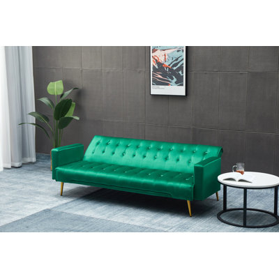Amalyn 75'' Velvet Reclining Sleeper Sofa